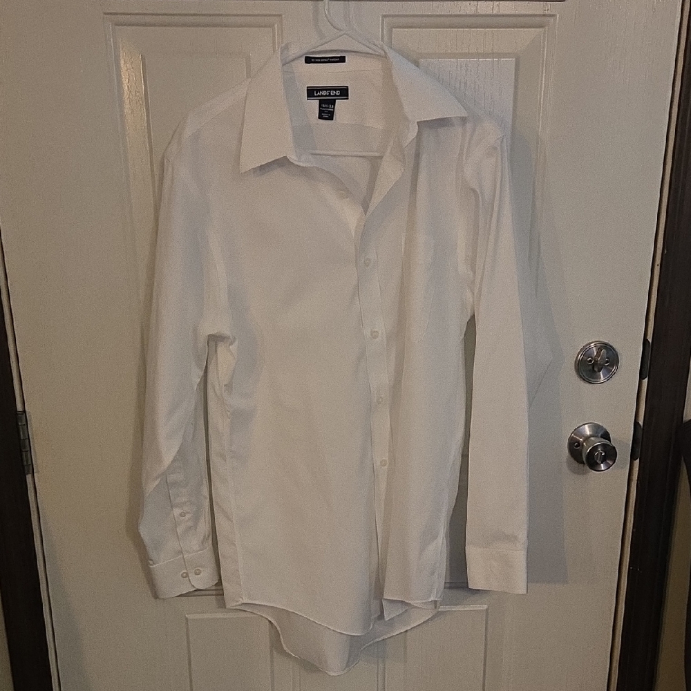 Lands' End Men's Classic White Dress Shirt Size 15 1/2